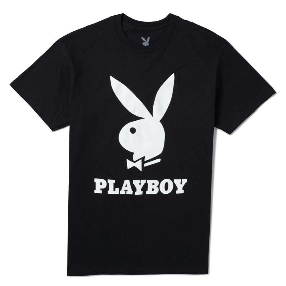 NEW w TAGS!! PLAYBOY Rabbit Head Official Logo T-Shirt in Black - Sz XL